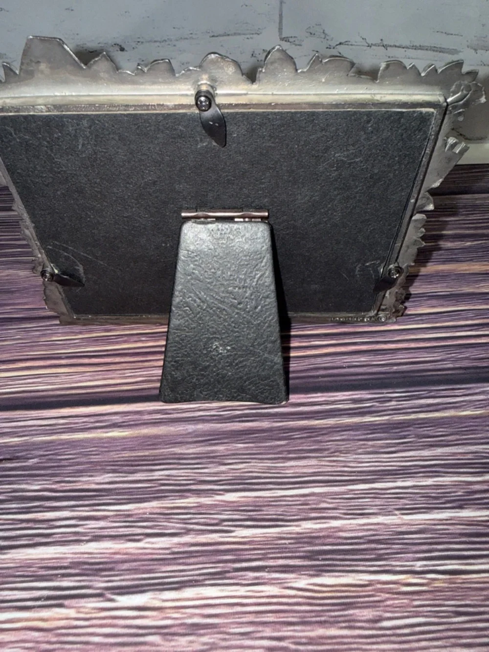Perfect Art Nouveau Pewter Garden Theme Silver Photo Frame. Watering Can Flowers